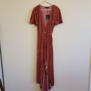 PrettyLittleThing Velvet Wrap Dress